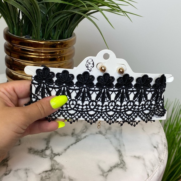 ‼️ Choker Fashion Necklace Lace Black - Picture 2 of 3